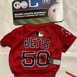 Mookie Betts #50 Boston Red Sox MLBPA Pet Tshirt
